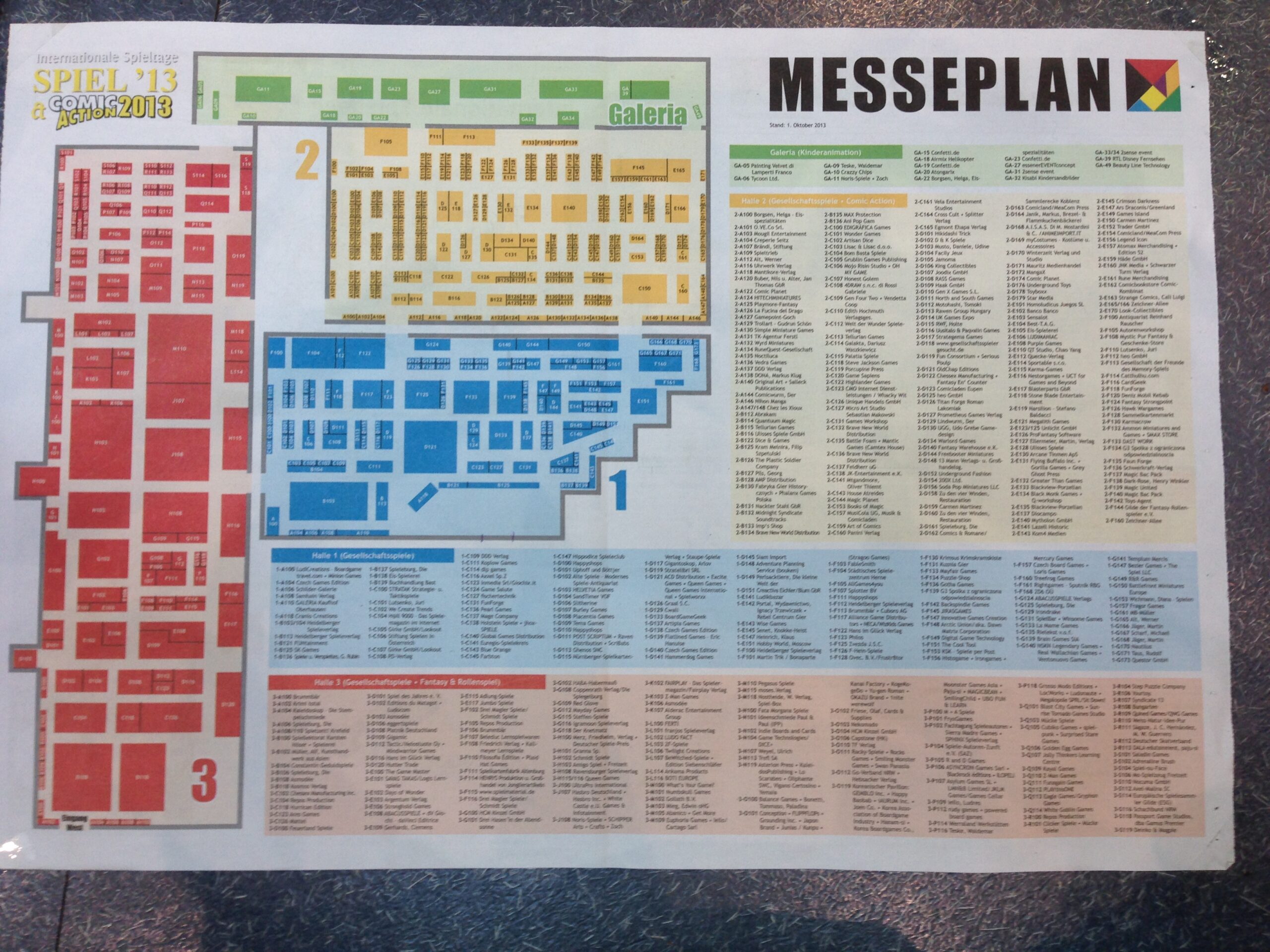 Hallenplan der Messe Spiel'13